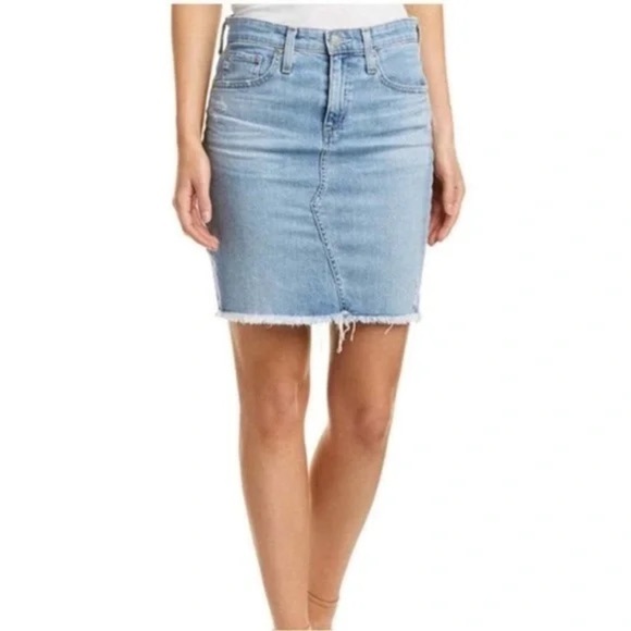 AG Adriano Goldschmied AG-ED Denim Erin Denim Pencil Skirt Light Wash Size 32 - Picture 1 of 12